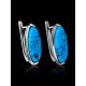 Elegant Silver Earrings With Reconstructed Turquoise, image , picture 2