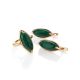 Gold-Plated Earrings With Reconstructed Malachite Centerstones, image , picture 6