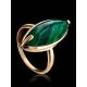 Gold-Plated Ring With Reconstructed Malachite Centerstone, Ring Size: 10 / 20, image , picture 2