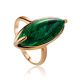 Gold-Plated Ring With Reconstructed Malachite Centerstone, Ring Size: 6.5 / 17, image 