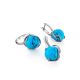 Sterling Silver Earrings With Round Reconstructed Turquoise Centerpieces, image , picture 4