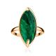 Gold-Plated Ring With Reconstructed Malachite Centerstone, Ring Size: 8 / 18, image , picture 3
