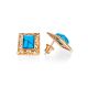 Ornate Gold-Plated Stud Earrings With Reconstructed Turquoise The Ithaca, image 