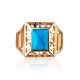 Gold-Plated Signet Ring With Reconstructed Turquoise The Ithaca, Ring Size: 8.5 / 18.5, image , picture 3