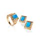 Gold-Plated Signet Ring With Reconstructed Turquoise The Ithaca, Ring Size: 9.5 / 19.5, image , picture 5