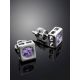 Geometric Silver Studs With Lilac Crystals The Aurora, image , picture 2