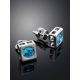 Geometric Silver Studs With Light Blue Crystals The Aurora, image , picture 2