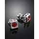 Square Silver Studs With Red Crystals The Aurora, image , picture 2