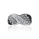 Sterling Silver Ring With Black And White Crystals The Eclat, Ring Size: 5.5 / 16, image , picture 3