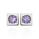 Geometric Silver Studs With Lilac Crystals The Aurora, image , picture 3