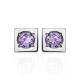 Geometric Silver Studs With Lilac Crystals The Aurora, image , picture 3