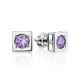 Geometric Silver Studs With Lilac Crystals The Aurora, image 