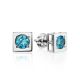 Geometric Silver Studs With Light Blue Crystals The Aurora, image 