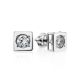 Geometric Silver Studs With White Crystals The Aurora, image 