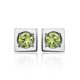 Geometric Silver Stud Earrings With Light Citrus Colored Crystals The Aurora, image , picture 3