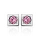 Square Silver Studs With Pink Crystals The Aurora, image , picture 3