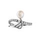 Classy Silver Ring With Cultured Pearl And Crystals The Serene, Ring Size: 6.5 / 17, image , picture 3