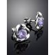 Silver Floral Studs With Lilac Crystals The Aurora, image , picture 2