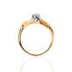 Curvy Golden Ring With White Diamonds, Ring Size: 7 / 17.5, image , picture 3