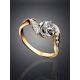 Curvy Golden Ring With White Diamonds, Ring Size: 7 / 17.5, image , picture 2
