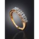 Golden Ring With Double Diamond Rows, Ring Size: 8 / 18, image , picture 2