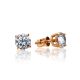 Classic Golden Stud Earrings With white Crystals, image 