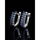 White Gold Latch Back Earrings With Diamonds And Blue Sapphires The Mermaid, image , picture 2
