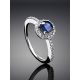 Statement White Gold Ring With Blue Sapphire And Diamonds The Mermaid, Ring Size: 6.5 / 17, image , picture 2