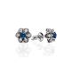 Floral Golden Studs With Diamonds And Sapphires The Mermaid, image 