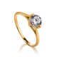 Solitaire Crystal Golden Ring, Ring Size: 6 / 16.5, image 