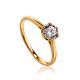 Golden Ring With White Crystal, Ring Size: 5.5 / 16, image 