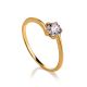 Classy Golden Ring With White Crystal, Ring Size: 4 / 15, image 