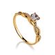 Classy Golden Ring With White Crystals, Ring Size: 8.5 / 18.5, image 