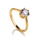 Bold Golden Ring With White Crystal, Ring Size: 5.5 / 16, image 