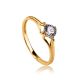 Golden Ring With Solitaire White Crystal, Ring Size: 5 / 15.5, image 