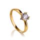 Classic Golden Ring With White Crystal, Ring Size: 5.5 / 16, image 