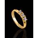 Elegant Golden Ring With Diamonds, Ring Size: 6 / 16.5, image , picture 2