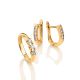 Golden Latch Back Earrings With Diamonds, image , picture 4
