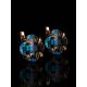 Blue Topaz Golden Earrings, image , picture 2