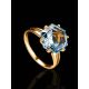 Golden Ring With Light Blue Topaz, Ring Size: 7 / 17.5, image , picture 2