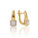 Stylish Golden Earrings With White Diamonds, image 