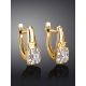 Stylish Golden Earrings With White Diamonds, image , picture 2