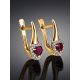 Golden Earrings With Heart Shaped Ruby And Diamonds, image , picture 2