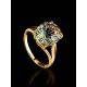 Golden Cocktail Ring With Prasiolite, Ring Size: 7 / 17.5, image , picture 2