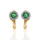 Elegant Golden Earrings With Round Emerald And Diamonds The Oasis, image , picture 3