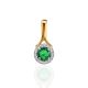 Classy Golden Pendant With Emerald And Diamonds The Oasis, image 