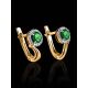 Elegant Golden Earrings With Round Emerald And Diamonds The Oasis, image , picture 2