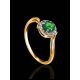 Classic Golden Ring With Emerald Centerstone And Diamonds The Oasis, Ring Size: 6 / 16.5, image , picture 2