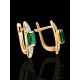 Golden Earrings With Bright Emeralds And Diamonds The Oasis, image , picture 2