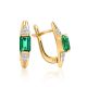 Golden Earrings With Bright Emeralds And Diamonds The Oasis, image 